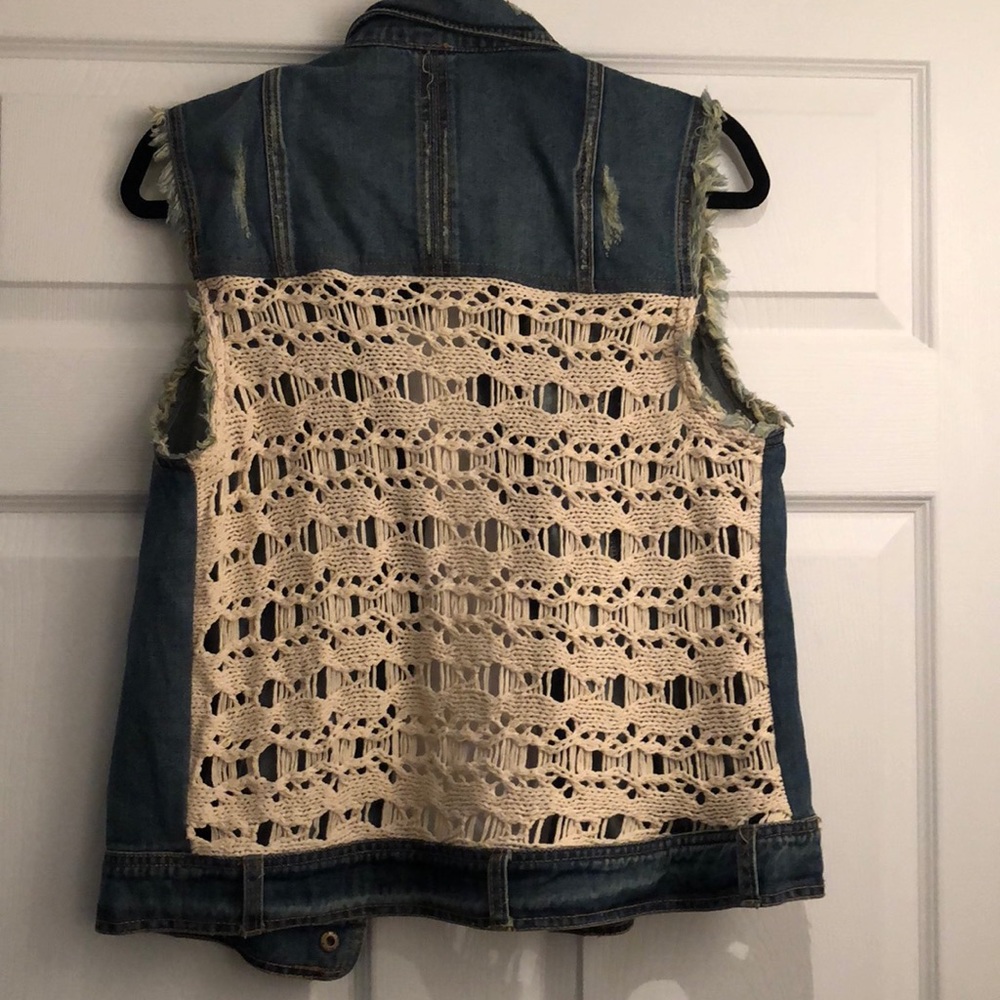 Free people Denim and crochet vest